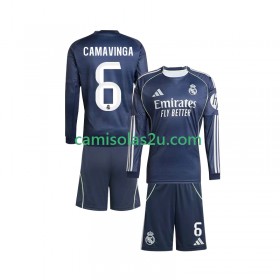 Camisolas de futebol Real Madrid Camavinga 6 Criança Equipamento Alternativa 2025/26 Manga Comprida